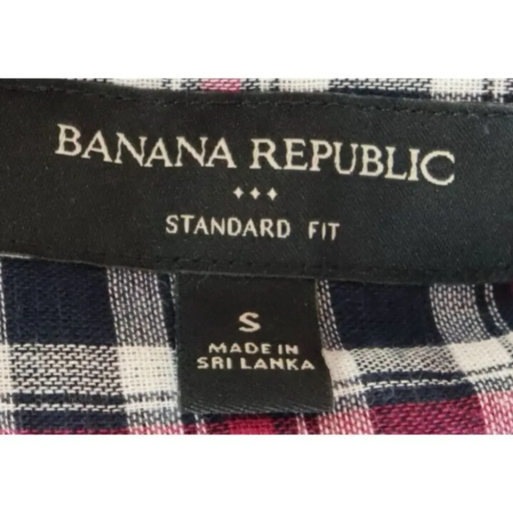 Banana Republic Button Up Shirt Mens S Multicolor Plaid 100% Cotton Standard Fit